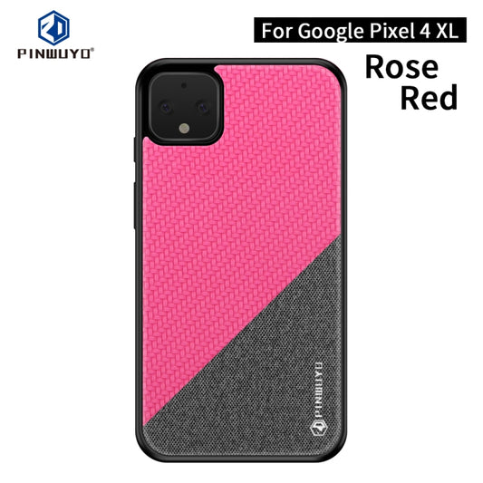 For Google Pixel4 XL PINWUYO Rong Series  Shockproof PC + TPU+ Chemical Fiber Cloth Protective Cover(Red) - Google Cases by PINWUYO | Online Shopping UK | buy2fix