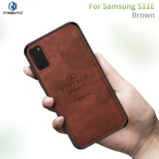 For Galaxy S20 PINWUYO Zun Series PC + TPU + Skin Waterproof Anti-fall All-inclusive Protective Case(Brown)