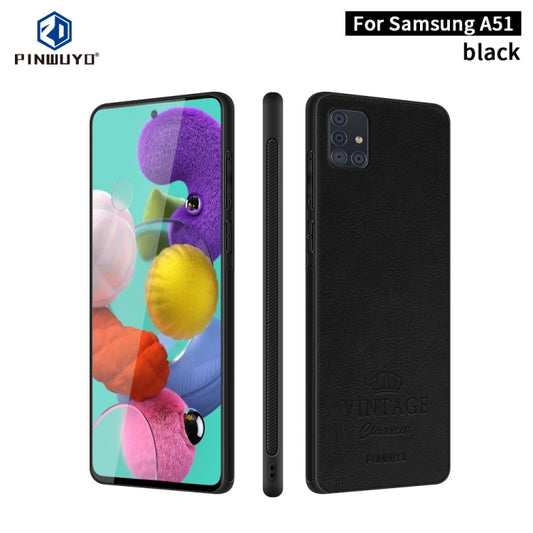 For Galaxy A51 / M40s PINWUYO Pin Rui Series Classical Leather Texture PC + TPU Waterproof  Anti-fall All-inclusive Protective Case Shell(Black) - Galaxy Phone Cases by PINWUYO | Online Shopping UK | buy2fix