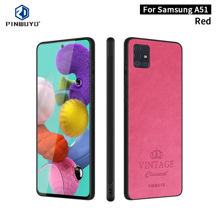 For Galaxy A51 / M40s PINWUYO Pin Rui Series Classical Leather Texture PC + TPU Waterproof  Anti-fall All-inclusive Protective Case Shell(Red) - Galaxy Phone Cases by PINWUYO | Online Shopping UK | buy2fix
