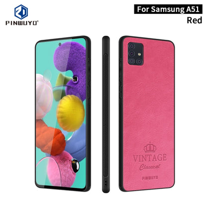 For Galaxy A51 / M40s PINWUYO Pin Rui Series Classical Leather Texture PC + TPU Waterproof  Anti-fall All-inclusive Protective Case Shell(Red) - Galaxy Phone Cases by PINWUYO | Online Shopping UK | buy2fix
