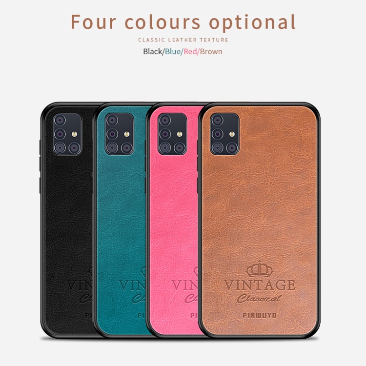 For Galaxy A51 / M40s PINWUYO Pin Rui Series Classical Leather Texture PC + TPU Waterproof  Anti-fall All-inclusive Protective Case Shell(Red) - Galaxy Phone Cases by PINWUYO | Online Shopping UK | buy2fix