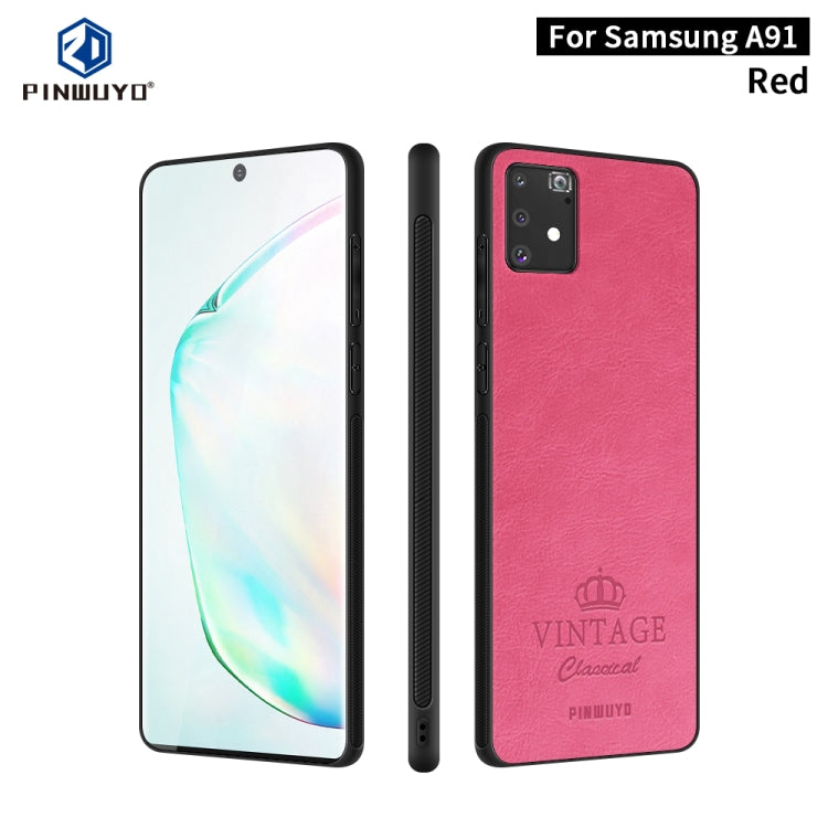 For Galaxy A91 / S10 Lite PINWUYO Pin Rui Series Classical Leather Texture PC + TPU Waterproof  Anti-fall All-inclusive Protective Case Shell(Red) - Galaxy Phone Cases by PINWUYO | Online Shopping UK | buy2fix