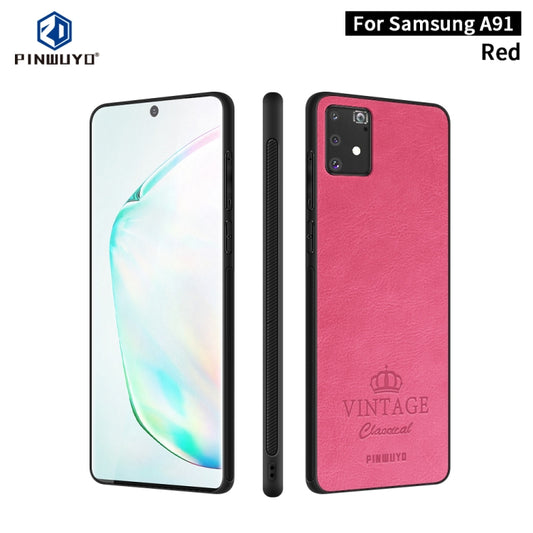 For Galaxy A91 / S10 Lite PINWUYO Pin Rui Series Classical Leather Texture PC + TPU Waterproof  Anti-fall All-inclusive Protective Case Shell(Red) - Galaxy Phone Cases by PINWUYO | Online Shopping UK | buy2fix