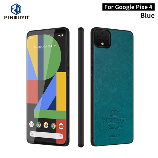 For Google Pixel 4 PINWUYO Pin Rui Series Classical Leather Texture PC + TPU Waterproof  Anti-fall All-inclusive Protective Case Shell(Blue) - Google Cases by PINWUYO | Online Shopping UK | buy2fix