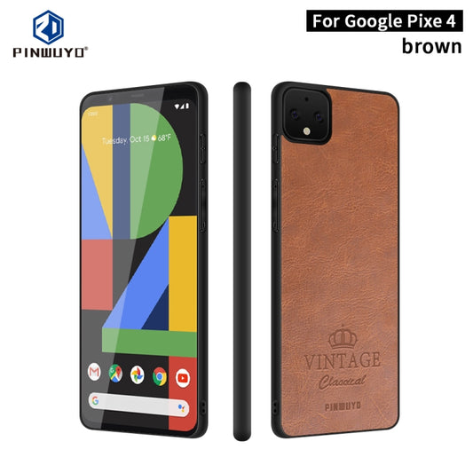 For Google Pixel 4 PINWUYO Pin Rui Series Classical Leather Texture PC + TPU Waterproof  Anti-fall All-inclusive Protective Case Shell(Brown) - Google Cases by PINWUYO | Online Shopping UK | buy2fix