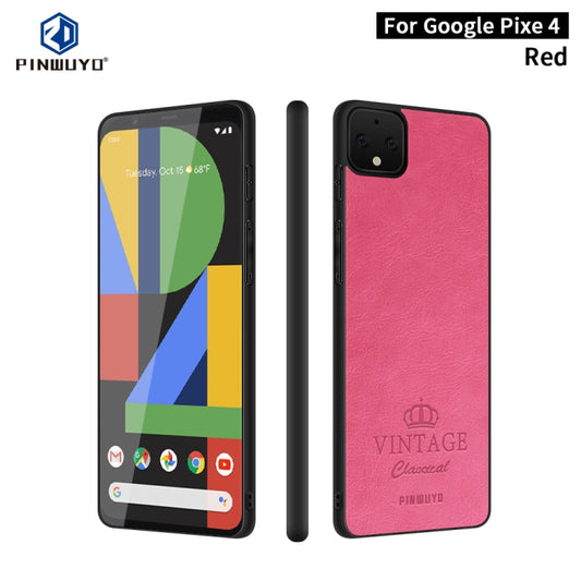 For Google Pixel 4 PINWUYO Pin Rui Series Classical Leather Texture PC + TPU Waterproof  Anti-fall All-inclusive Protective Case Shell(Red) - Google Cases by PINWUYO | Online Shopping UK | buy2fix