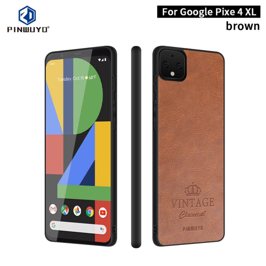 For Google Pixel 4 XL PINWUYO Pin Rui Series Classical Leather Texture PC + TPU Waterproof  Anti-fall All-inclusive Protective Case Shell(Brown) - Google Cases by PINWUYO | Online Shopping UK | buy2fix