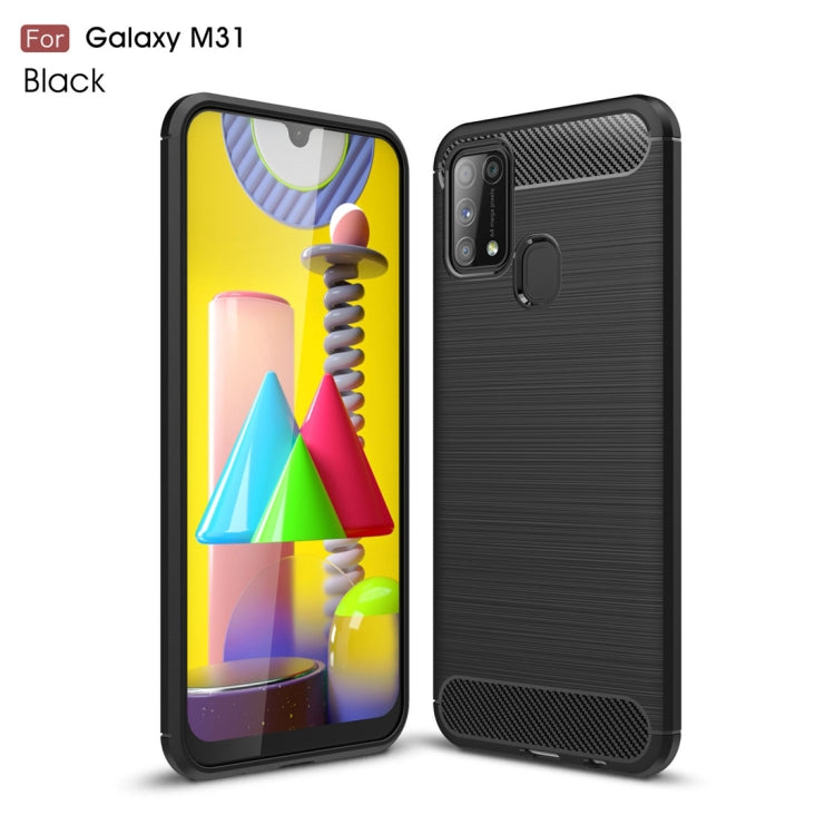 For Galaxy M31 Brushed Texture Carbon Fiber TPU Case(Black) by buy2fix