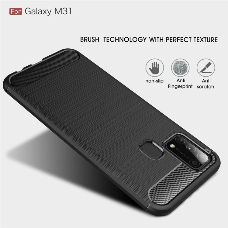For Galaxy M31 Brushed Texture Carbon Fiber TPU Case(Black) by buy2fix