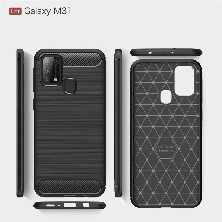 For Galaxy M31 Brushed Texture Carbon Fiber TPU Case(Black) by buy2fix