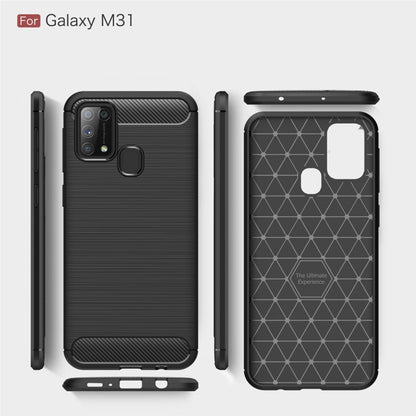For Galaxy M31 Brushed Texture Carbon Fiber TPU Case(Black) by buy2fix