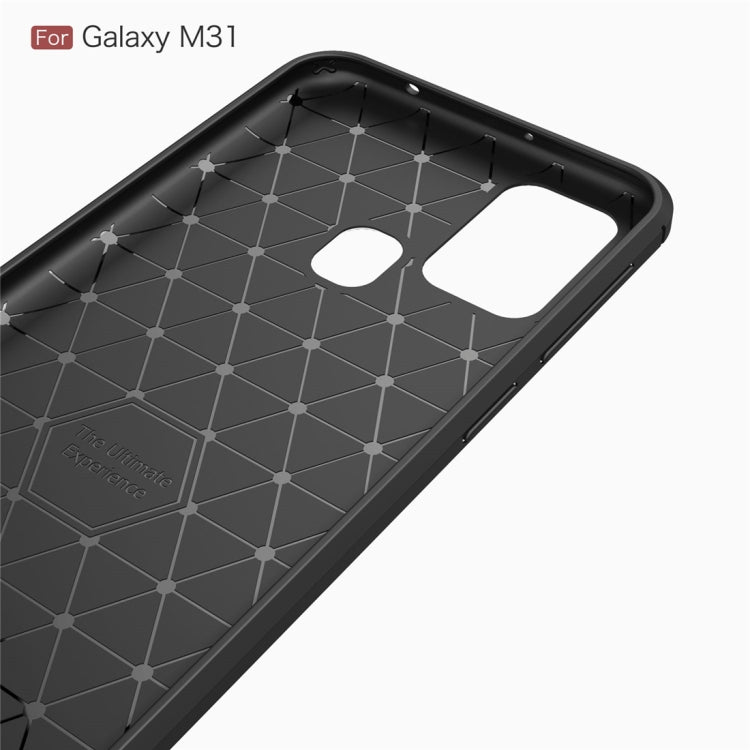 For Galaxy M31 Brushed Texture Carbon Fiber TPU Case(Black) by buy2fix