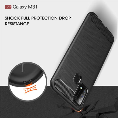 For Galaxy M31 Brushed Texture Carbon Fiber TPU Case(Black) by buy2fix