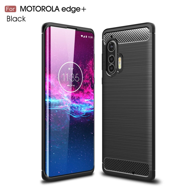 For Motorola Moto Edge Plus 2020 Brushed Texture Carbon Fiber TPU Case(Black) by buy2fix