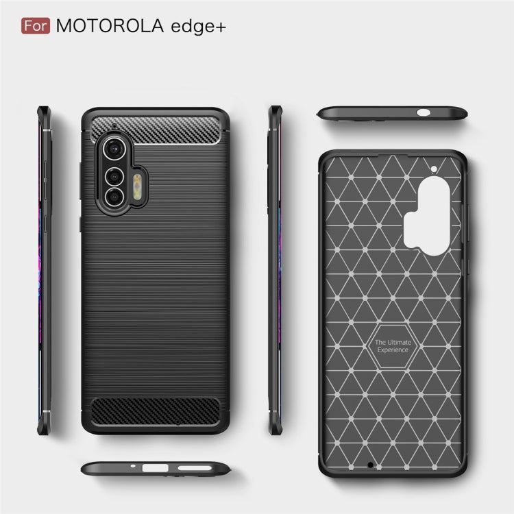 For Motorola Moto Edge Plus 2020 Brushed Texture Carbon Fiber TPU Case(Black) by buy2fix