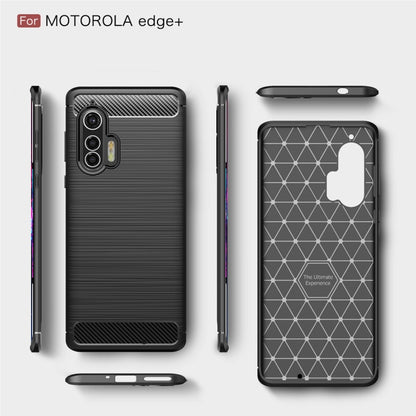 For Motorola Moto Edge Plus 2020 Brushed Texture Carbon Fiber TPU Case(Black) by buy2fix