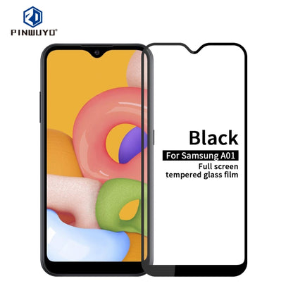 For Galaxy A01 PINWUYO 9H 2.5D Full Screen Tempered Glass Film(Black) - Galaxy Tempered Glass by PINWUYO | Online Shopping UK | buy2fix