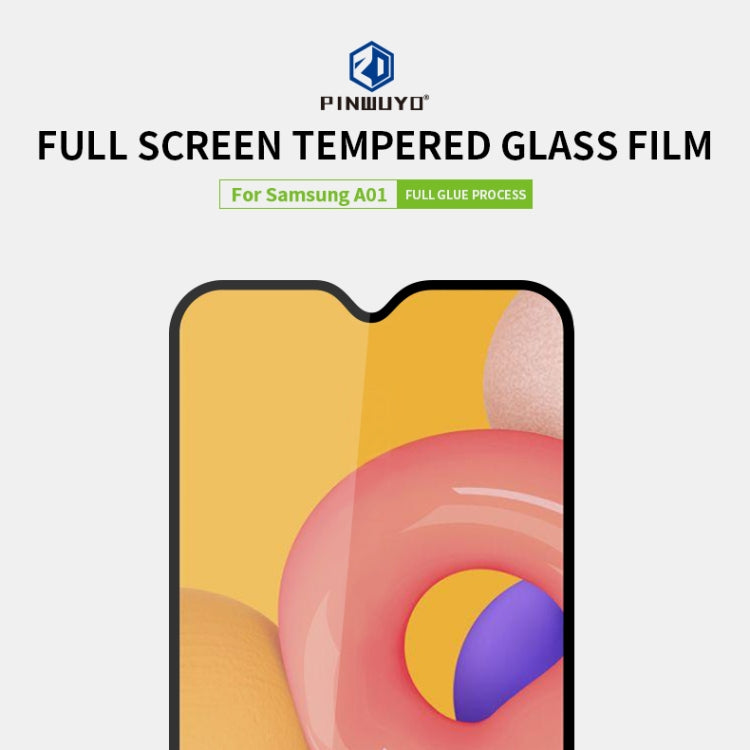 For Galaxy A01 PINWUYO 9H 2.5D Full Screen Tempered Glass Film(Black) - Galaxy Tempered Glass by PINWUYO | Online Shopping UK | buy2fix
