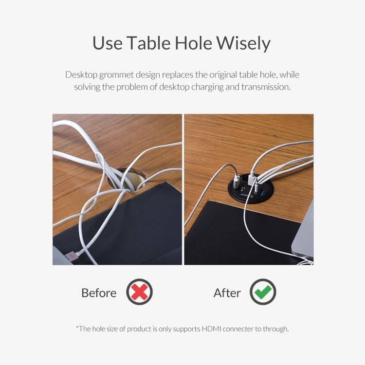 ORICO DESK-2U1C Desktop Power Grommet Multi-Function HUB - USB 3.0 HUB by ORICO | Online Shopping UK | buy2fix
