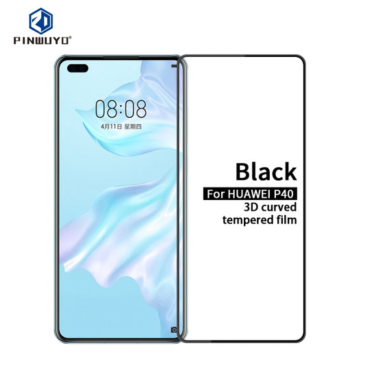 For Huawei P40 PINWUYO 9H 3D Curved Full Screen Explosion-proof Tempered Glass Film(Black) -  by PINWUYO | Online Shopping UK | buy2fix