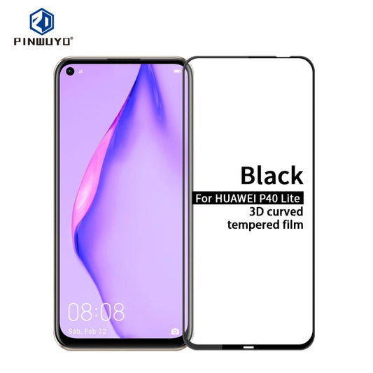 For Huawei P40 Lite PINWUYO 9H 3D Curved Full Screen Explosion-proof Tempered Glass Film(Black) -  by PINWUYO | Online Shopping UK | buy2fix