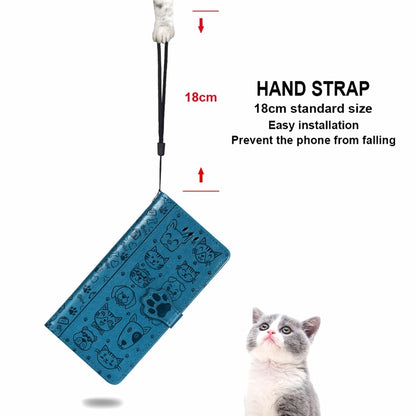 For Galaxy S10E Cute Cat and Dog Embossed Horizontal Flip Leather Case with Bracket / Card Slot / Wallet / Lanyard(Blue) by buy2fix