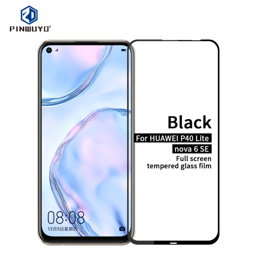 For Huawei P40 Lite / nova 6 SE PINWUYO 9H 2.5D Full Screen Tempered Glass Film(Black) - Huawei Tempered Glass by PINWUYO | Online Shopping UK | buy2fix