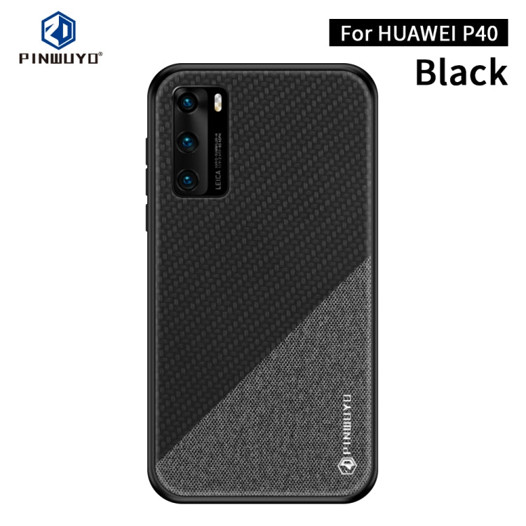 For Huawei P40 PINWUYO Rong Series  Shockproof PC + TPU+ Chemical Fiber Cloth Protective Cover(Black) - Huawei Cases by PINWUYO | Online Shopping UK | buy2fix