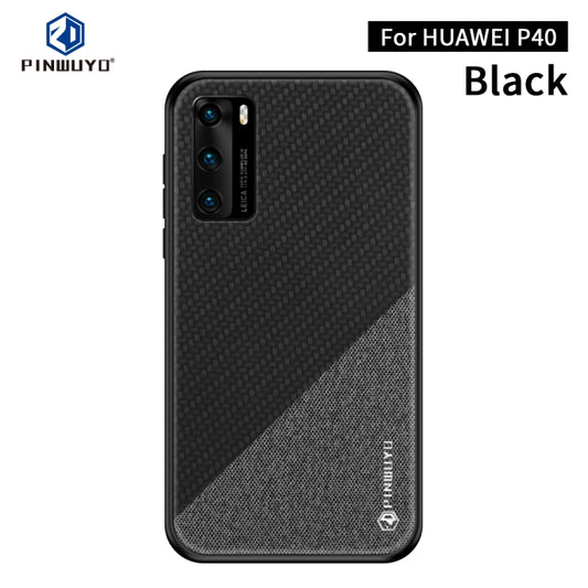 For Huawei P40 PINWUYO Rong Series  Shockproof PC + TPU+ Chemical Fiber Cloth Protective Cover(Black) - Huawei Cases by PINWUYO | Online Shopping UK | buy2fix