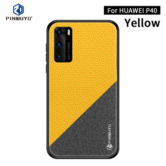 For Huawei P40 PINWUYO Rong Series  Shockproof PC + TPU+ Chemical Fiber Cloth Protective Cover(Yellow) - Huawei Cases by PINWUYO | Online Shopping UK | buy2fix