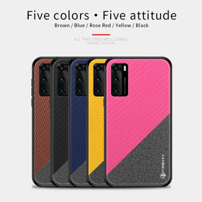 For Huawei P40 PINWUYO Rong Series  Shockproof PC + TPU+ Chemical Fiber Cloth Protective Cover(Yellow) - Huawei Cases by PINWUYO | Online Shopping UK | buy2fix