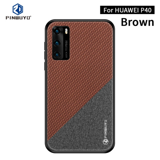 For Huawei P40 PINWUYO Rong Series  Shockproof PC + TPU+ Chemical Fiber Cloth Protective Cover(Brown) - Huawei Cases by PINWUYO | Online Shopping UK | buy2fix
