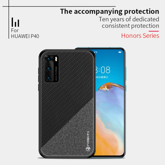 For Huawei P40 PINWUYO Rong Series  Shockproof PC + TPU+ Chemical Fiber Cloth Protective Cover(Brown) - Huawei Cases by PINWUYO | Online Shopping UK | buy2fix