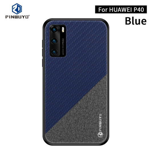 For Huawei P40 PINWUYO Rong Series  Shockproof PC + TPU+ Chemical Fiber Cloth Protective Cover(Blue) - Huawei Cases by PINWUYO | Online Shopping UK | buy2fix