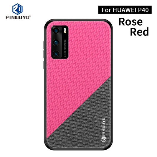 For Huawei P40 PINWUYO Rong Series  Shockproof PC + TPU+ Chemical Fiber Cloth Protective Cover(Red) - Huawei Cases by PINWUYO | Online Shopping UK | buy2fix