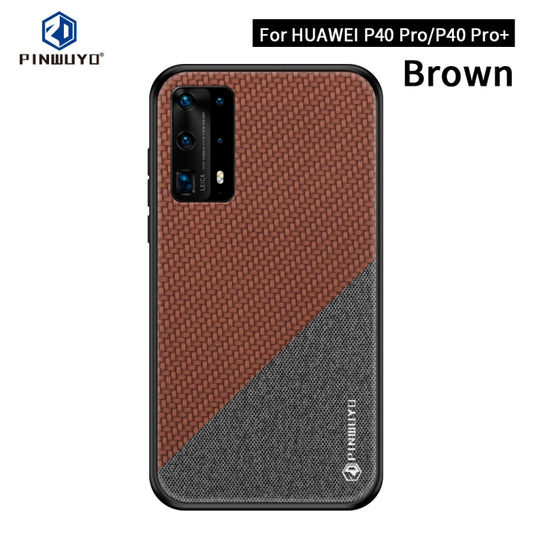 For Huawei P40 pro / P40pro+ PINWUYO Rong Series  Shockproof PC + TPU+ Chemical Fiber Cloth Protective Cover(Brown) - Huawei Cases by PINWUYO | Online Shopping UK | buy2fix