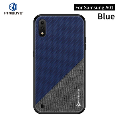 For Galaxy A01 PINWUYO Rong Series  Shockproof PC + TPU+ Chemical Fiber Cloth Protective Cover(Blue) - Galaxy Phone Cases by PINWUYO | Online Shopping UK | buy2fix