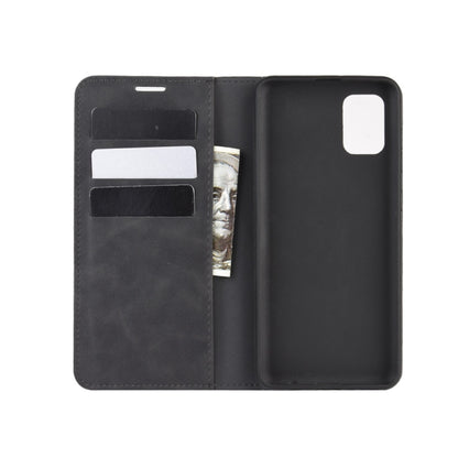 For Galaxy A31 Retro-skin Business Magnetic Suction Leather Case with Holder & Card Slots & Wallet(Black) by buy2fix