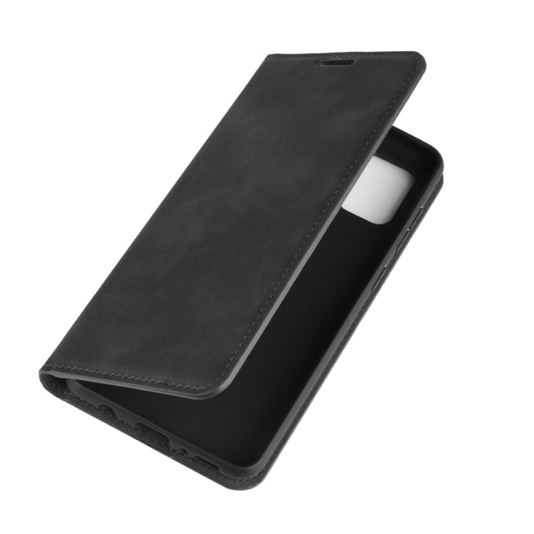 For Galaxy A31 Retro-skin Business Magnetic Suction Leather Case with Holder & Card Slots & Wallet(Black) by buy2fix