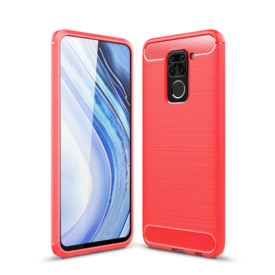 For Xiaomi Redmi Note 9 Brushed Texture Carbon Fiber TPU Case(Red)