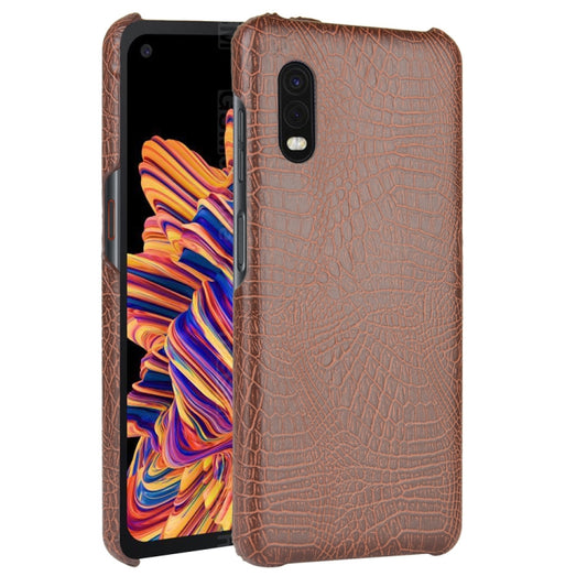 For Galaxy Xcover Pro Shockproof Crocodile Texture PC + PU Case(Brown) by buy2fix