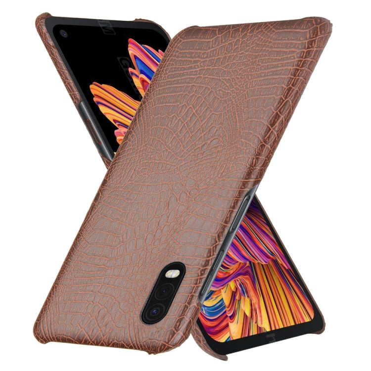 For Galaxy Xcover Pro Shockproof Crocodile Texture PC + PU Case(Brown) by buy2fix