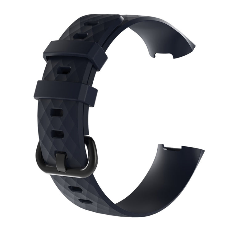 Diamond Pattern Silicone Watch Band for Fitbit Charge 4 Large Size:210*18mm(Blue) - Watch Bands by buy2fix | Online Shopping UK | buy2fix
