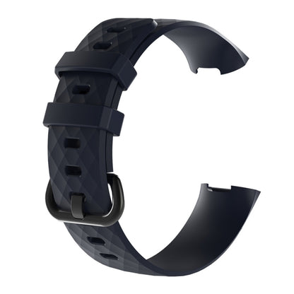Diamond Pattern Silicone Watch Band for Fitbit Charge 4 Large Size:210*18mm(Blue) - Watch Bands by buy2fix | Online Shopping UK | buy2fix