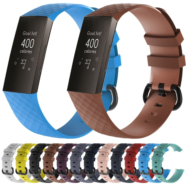 Diamond Pattern Silicone Watch Band for Fitbit Charge 4 Large Size:210*18mm(Blue) - Watch Bands by buy2fix | Online Shopping UK | buy2fix