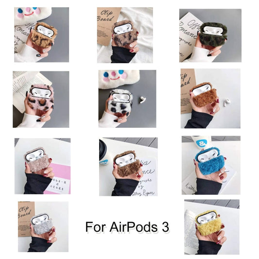 For Apple AirPods Pro Plush Bluetooth Headphone Protective Case(Leopard Pink) - For AirPods Pro by buy2fix | Online Shopping UK | buy2fix