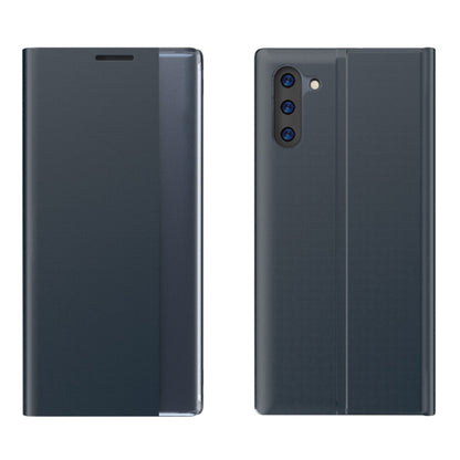 For Galaxy Note 10 Plus Plain Texture Cloth Attraction Flip Holder Leather Phone Case(Dark Blue) by buy2fix