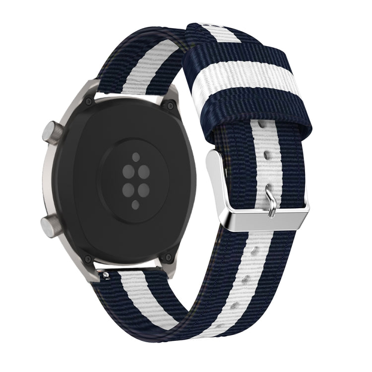 22mm For Huawei Watch GT2e GT2 46mm Nylon single ring strap(Navy White) by buy2fix