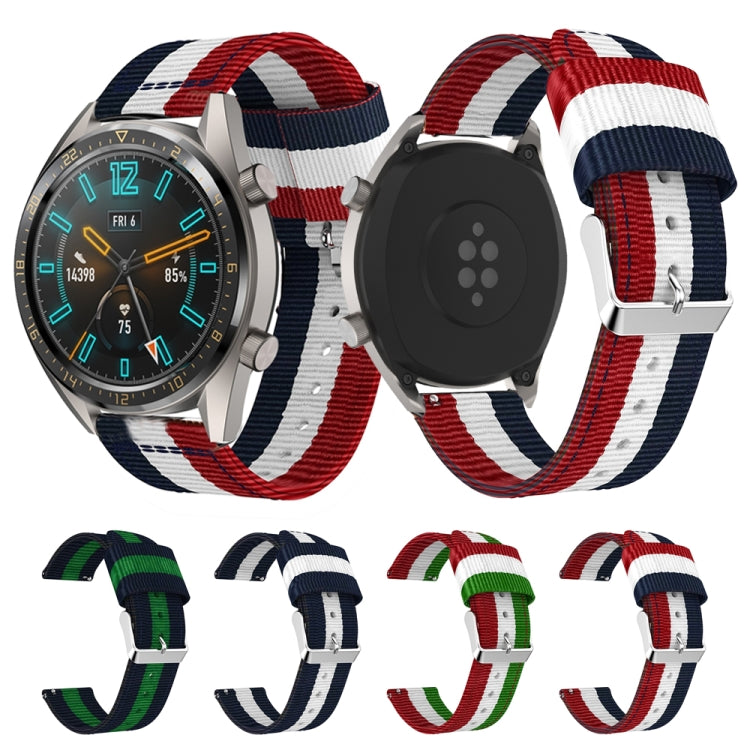 22mm For Huawei Watch GT2e GT2 46mm Nylon single ring strap(Navy White) by buy2fix